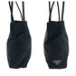 PRADA Tote Bag Nylon Black SilverMetal Tote Bag Shoulder Bag Test Triangle With logo Women Used Authentic