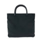 PRADA Tote Bag Nylon Black SilverMetal Tote Bag handbag Test Triangle With logo Women Used Authentic