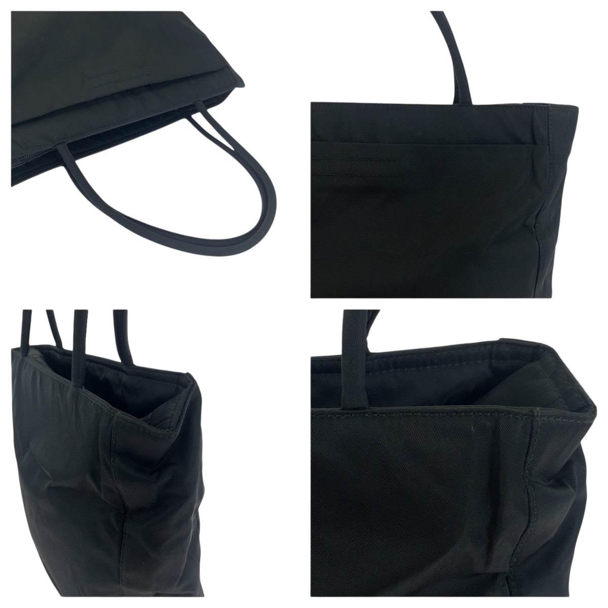 PRADA Tote Bag B8489 Nylon Black SilverMetal Tote Bag handbag Test Triangle With logo Women Used Authentic