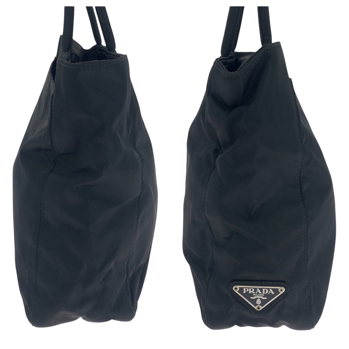 PRADA Tote Bag B8489 Nylon Black SilverMetal Tote Bag handbag Test Triangle With logo Women Used Authentic