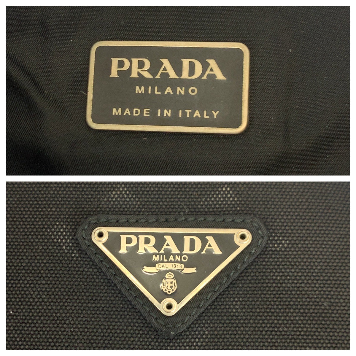 PRADA Backpack VZ135973 Nylon Black Silver Metal Backpack Backpack Test Triangle With logo mens Used Authentic