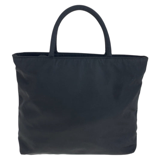 PRADA Tote Bag Nylon Black SilverMetal Tote Bag handbag Test Triangle With logo Women Used Authentic