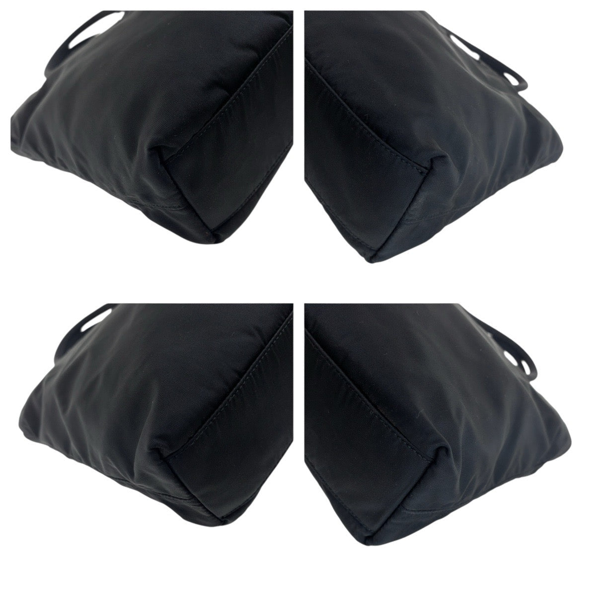 PRADA Tote Bag Nylon Black SilverMetal Tote Bag handbag Test Triangle With logo Women Used Authentic