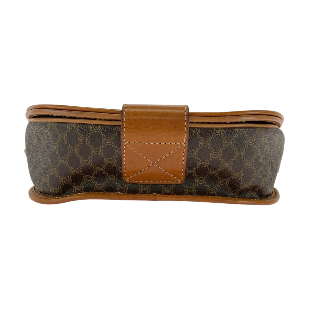 CELINE Shoulder Bag M10 PVC, Leather Brown Gold Metal Shoulder Bag pochette Macadam Circle Logo Women Used Authentic