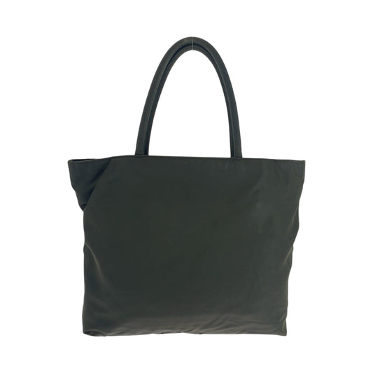 PRADA Tote Bag Nylon Khaki SilverMetal Tote Bag Shoulder Bag Test Triangle With logo Women Used Authentic