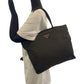 PRADA Tote Bag Nylon Khaki SilverMetal Tote Bag Shoulder Bag Test Triangle With logo Women Used Authentic
