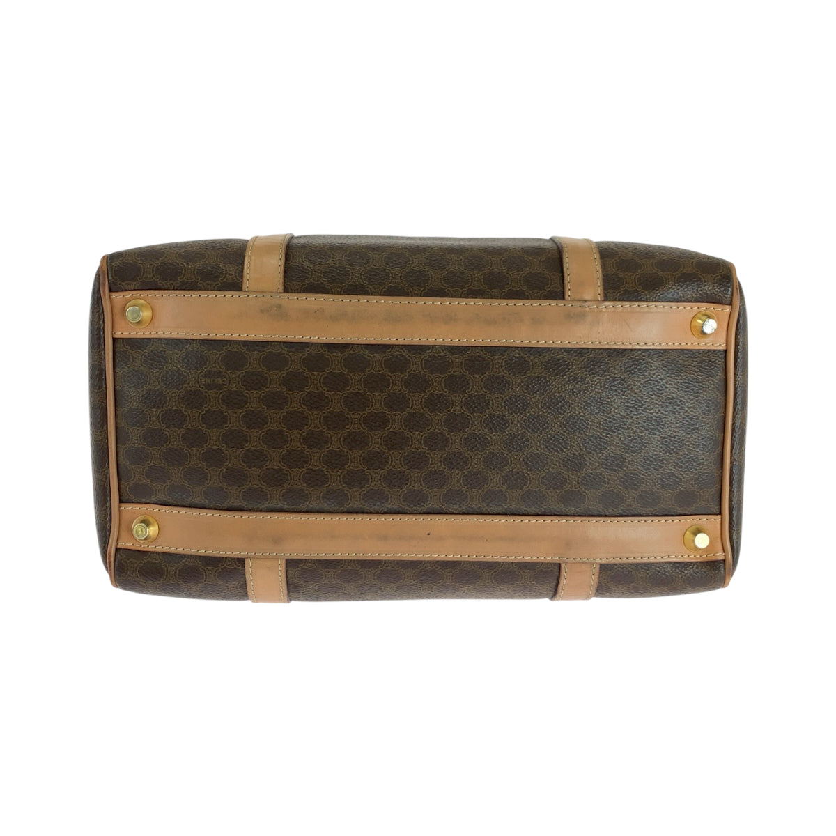 CELINE Handbag PVC Brown Gold Metal Handbags Mini Boston Duffel bag Macadam Women Used Authentic