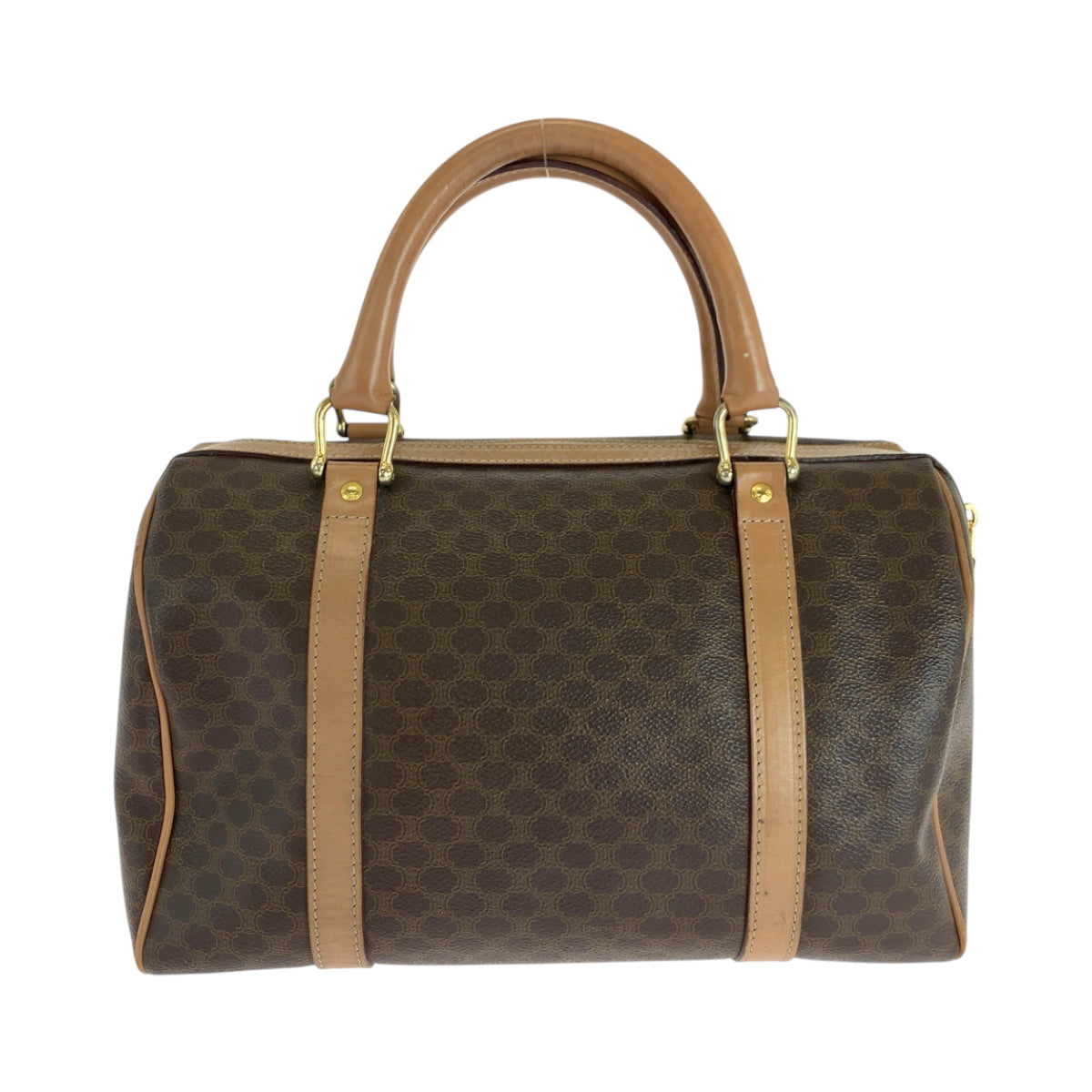 CELINE Handbag PVC Brown Gold Metal Handbags Mini Boston Duffel bag Macadam Women Used Authentic