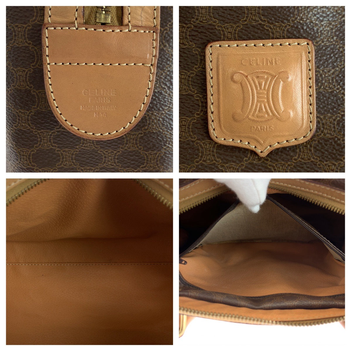 CELINE Handbag PVC Brown Gold Metal Handbags Mini Boston Duffel bag Macadam Women Used Authentic