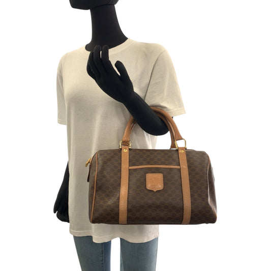 CELINE Handbag PVC Brown Gold Metal Handbags Mini Boston Duffel bag Macadam Women Used Authentic