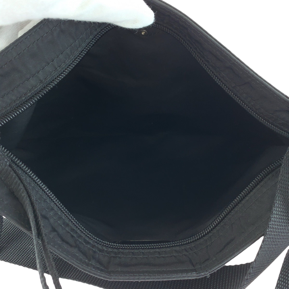 PRADA Shoulder Bag Nylon Black SilverMetal Shoulder Bag pochette Test Triangle With logo mens Used Authentic