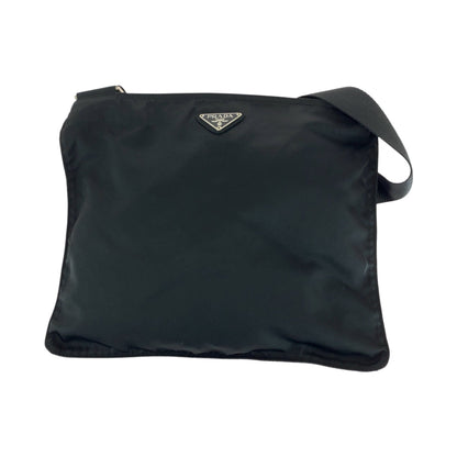 PRADA Shoulder Bag Nylon Black SilverMetal Shoulder Bag pochette Test Triangle With logo mens Used Authentic