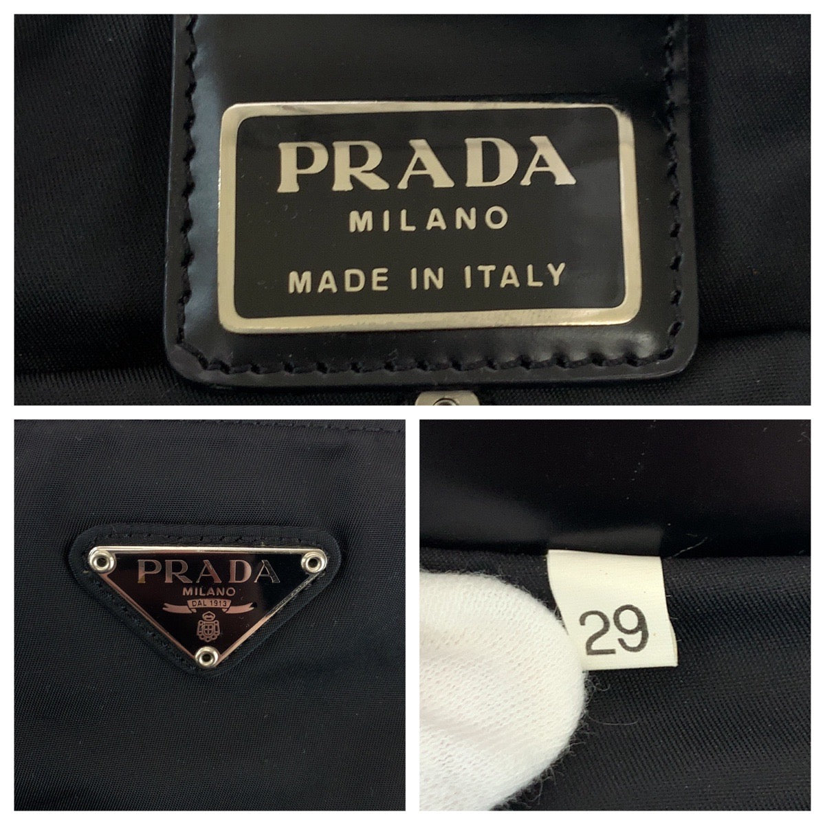 PRADA Shoulder Bag Nylon Black SilverMetal Shoulder Bag pochette Test Triangle With logo mens Used Authentic
