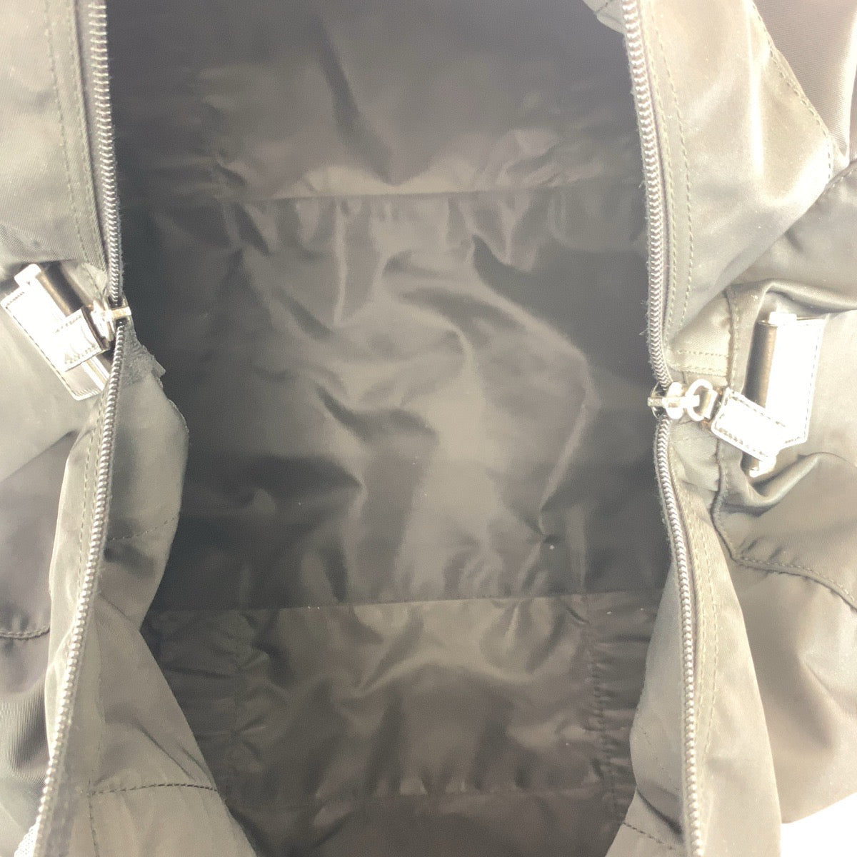 PRADA Boston Duffel bag Nylon Black SilverMetal Boston Duffel bag unisex Test Triangle With logo mens Used Authentic