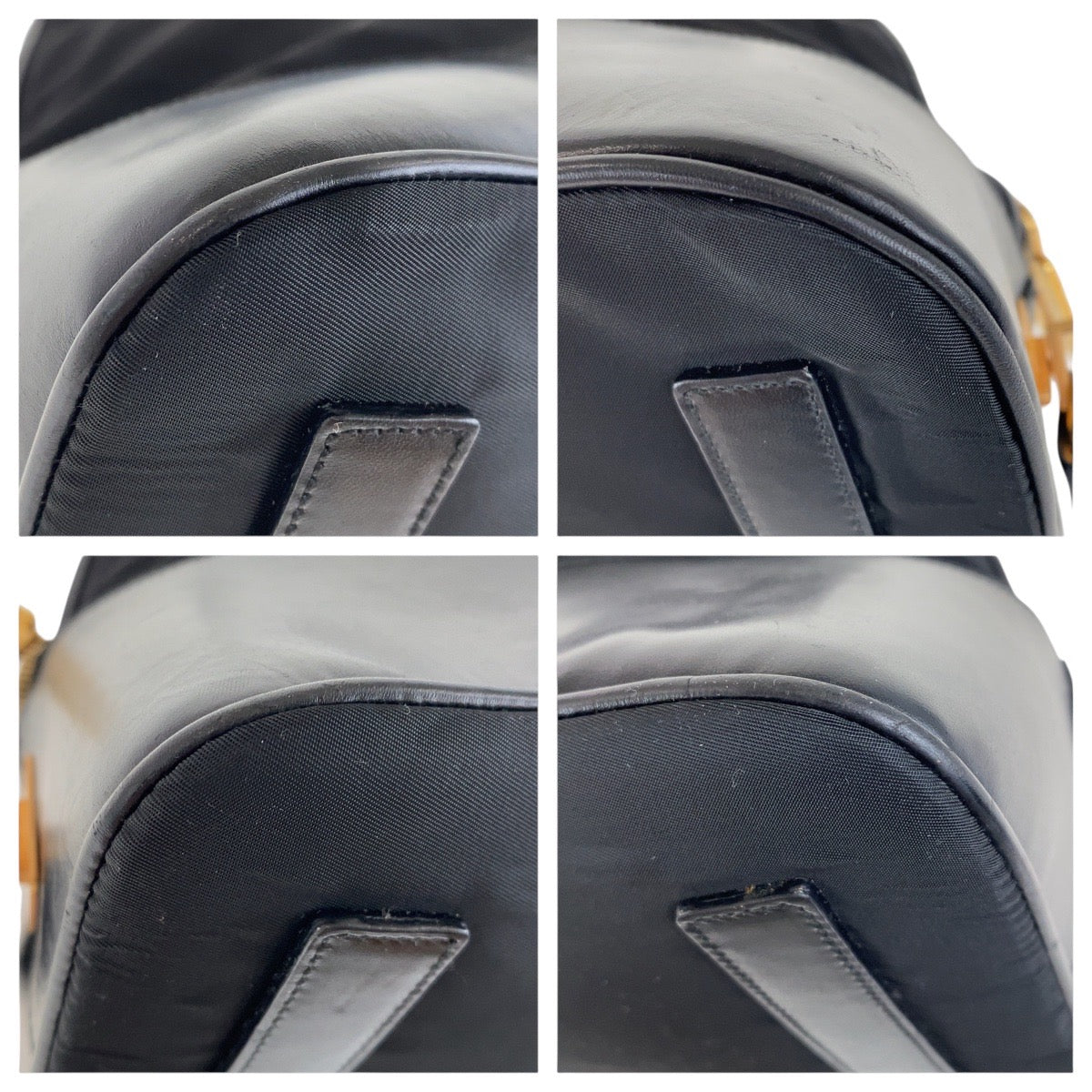 PRADA Shoulder Bag Nylon, Leather Black GoldMetal Shoulder Bag Tote Bag Test Triangle With logo Women Used Authentic