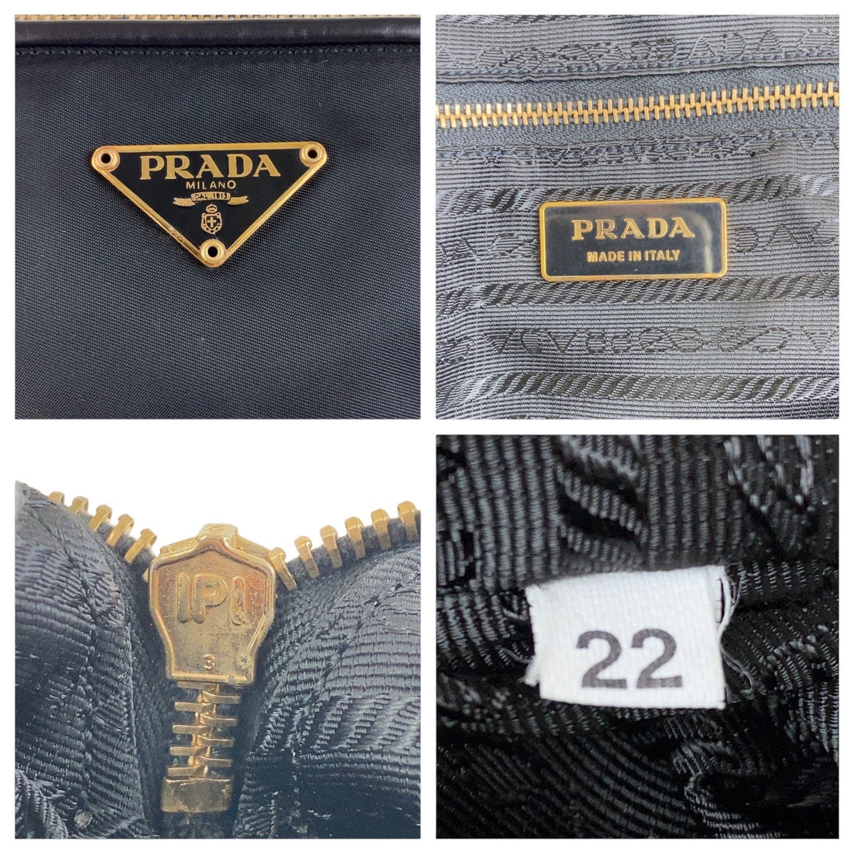 PRADA Shoulder Bag Nylon, Leather Black GoldMetal Shoulder Bag Tote Bag Test Triangle With logo Women Used Authentic