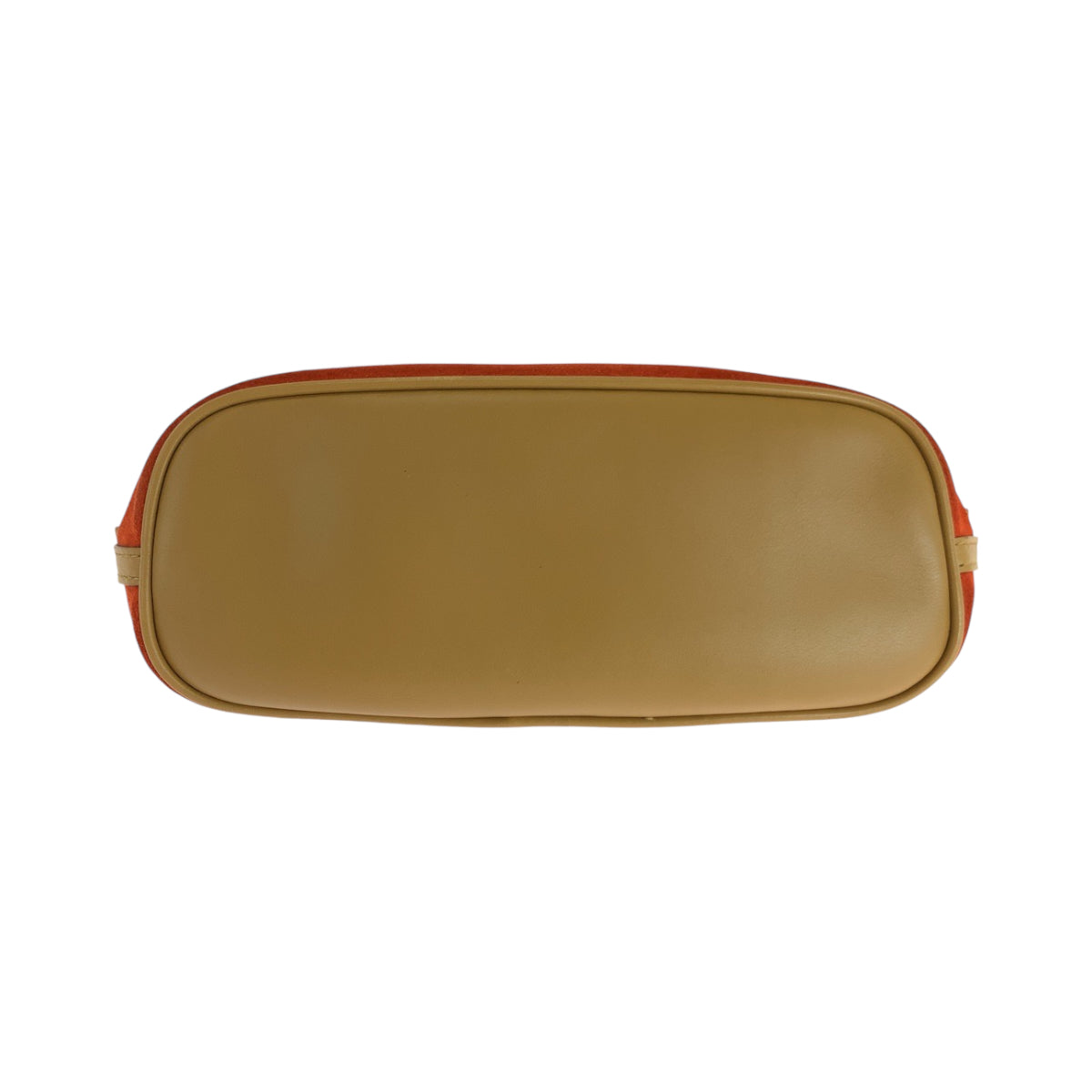 GUCCI Handbag 039 1103 Suede Orange Beige Gold Metal Handbag accessory pouch Women Used Authentic