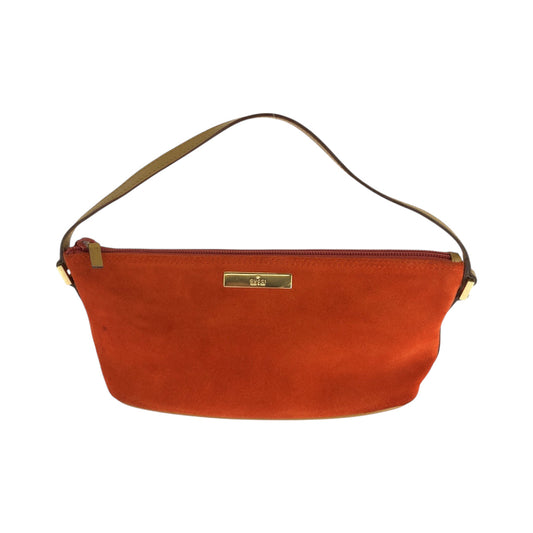 GUCCI Handbag 039 1103 Suede Orange Beige Gold Metal Handbag accessory pouch Women Used Authentic