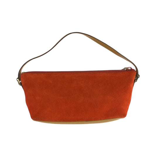 GUCCI Handbag 039 1103 Suede Orange Beige Gold Metal Handbag accessory pouch Women Used Authentic