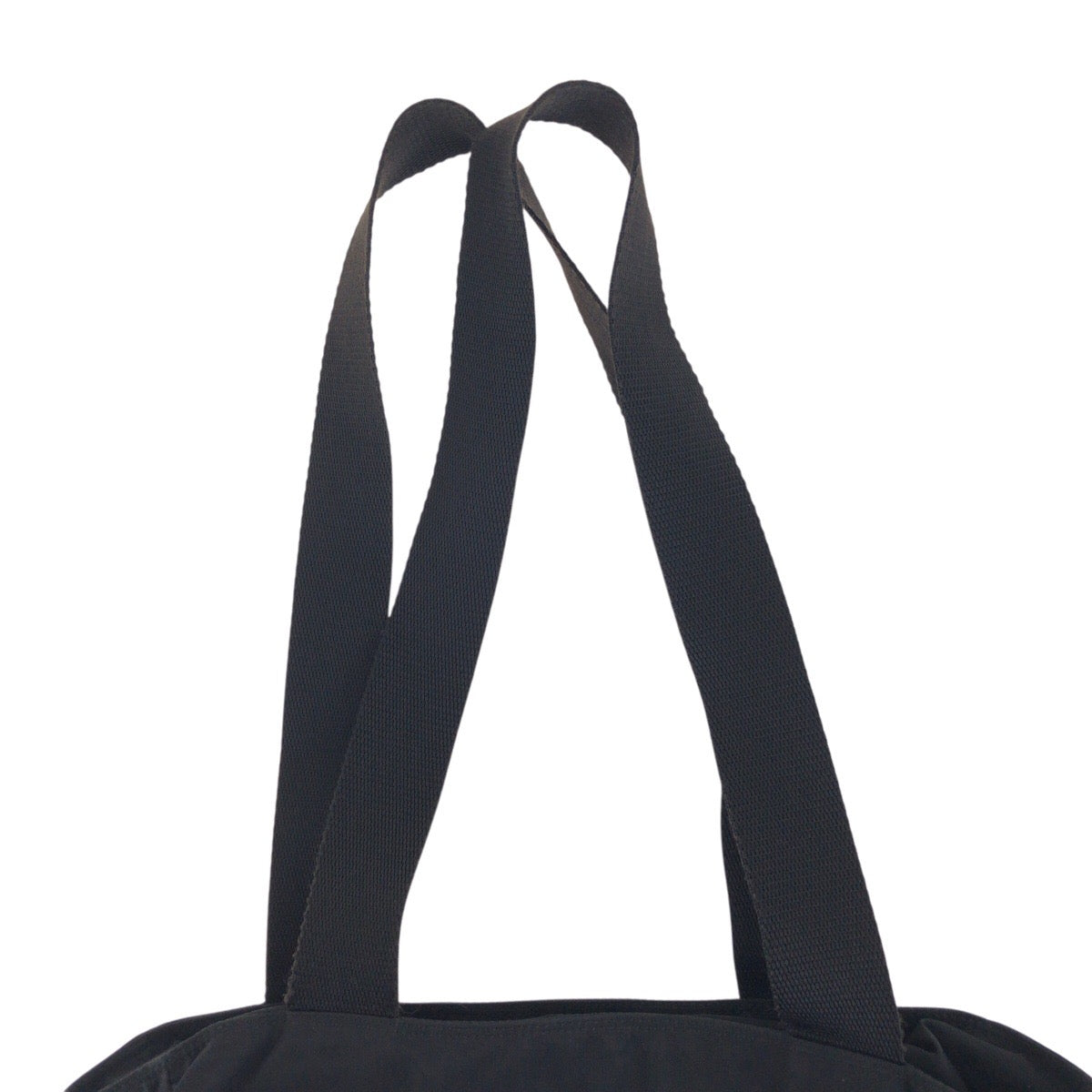 PRADA Tote Bag Nylon Black SilverMetal Tote Bag Shoulder Bag Test Triangle With logo Women Used Authentic