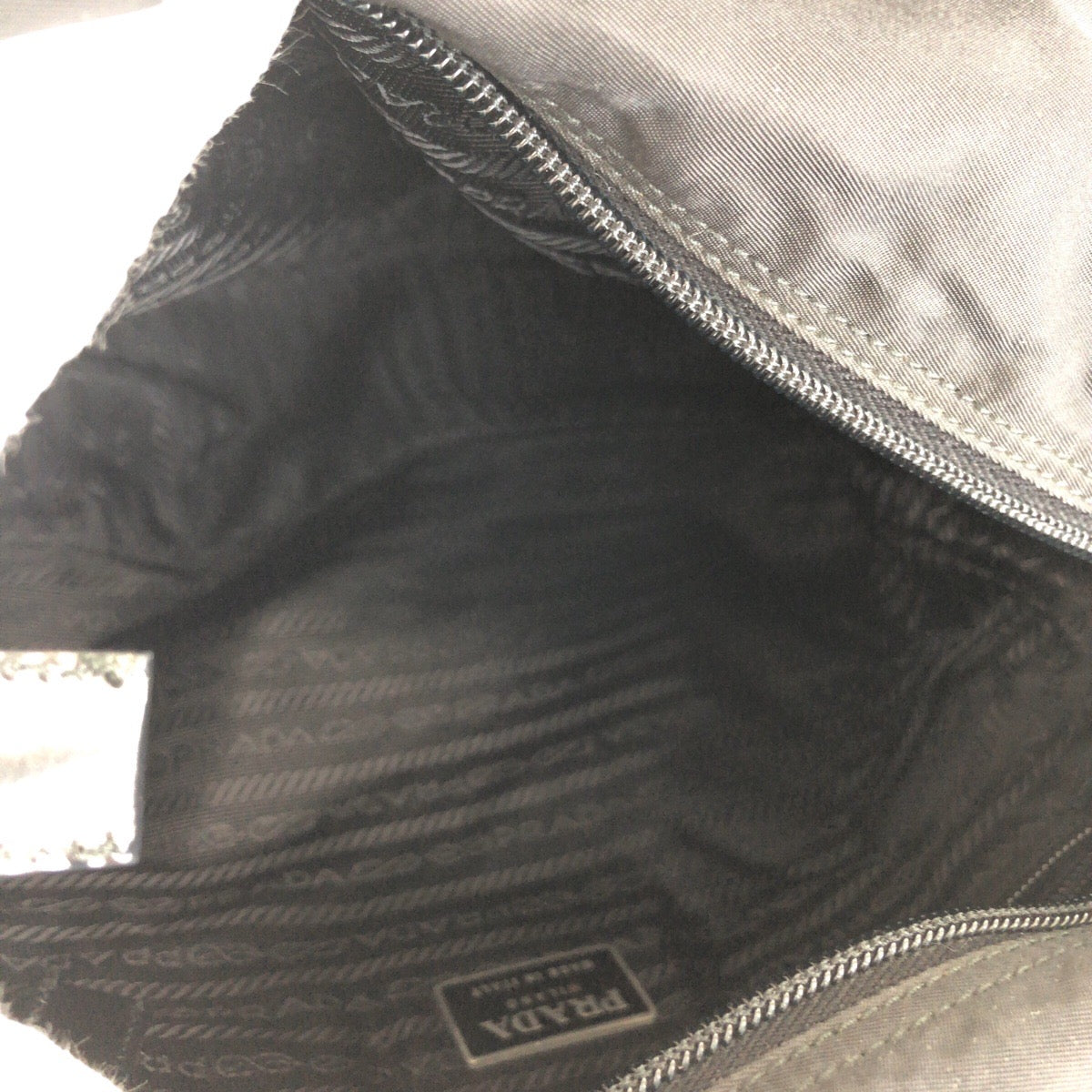 PRADA Tote Bag Nylon Black SilverMetal Tote Bag Shoulder Bag Test Triangle With logo Women Used Authentic