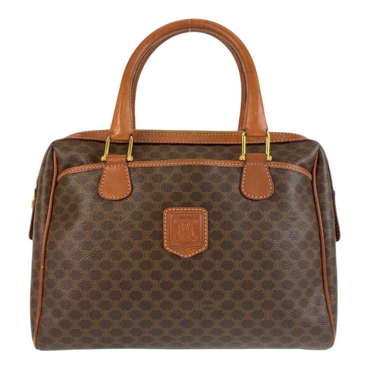 CELINE Handbag M94 PVC, Leather Brown Gold Metal Handbag Boston Duffel bag Macadam Women Used Authentic