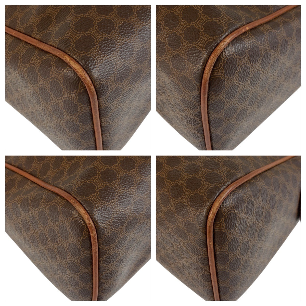 CELINE Handbag M94 PVC, Leather Brown Gold Metal Handbag Boston Duffel bag Macadam Women Used Authentic