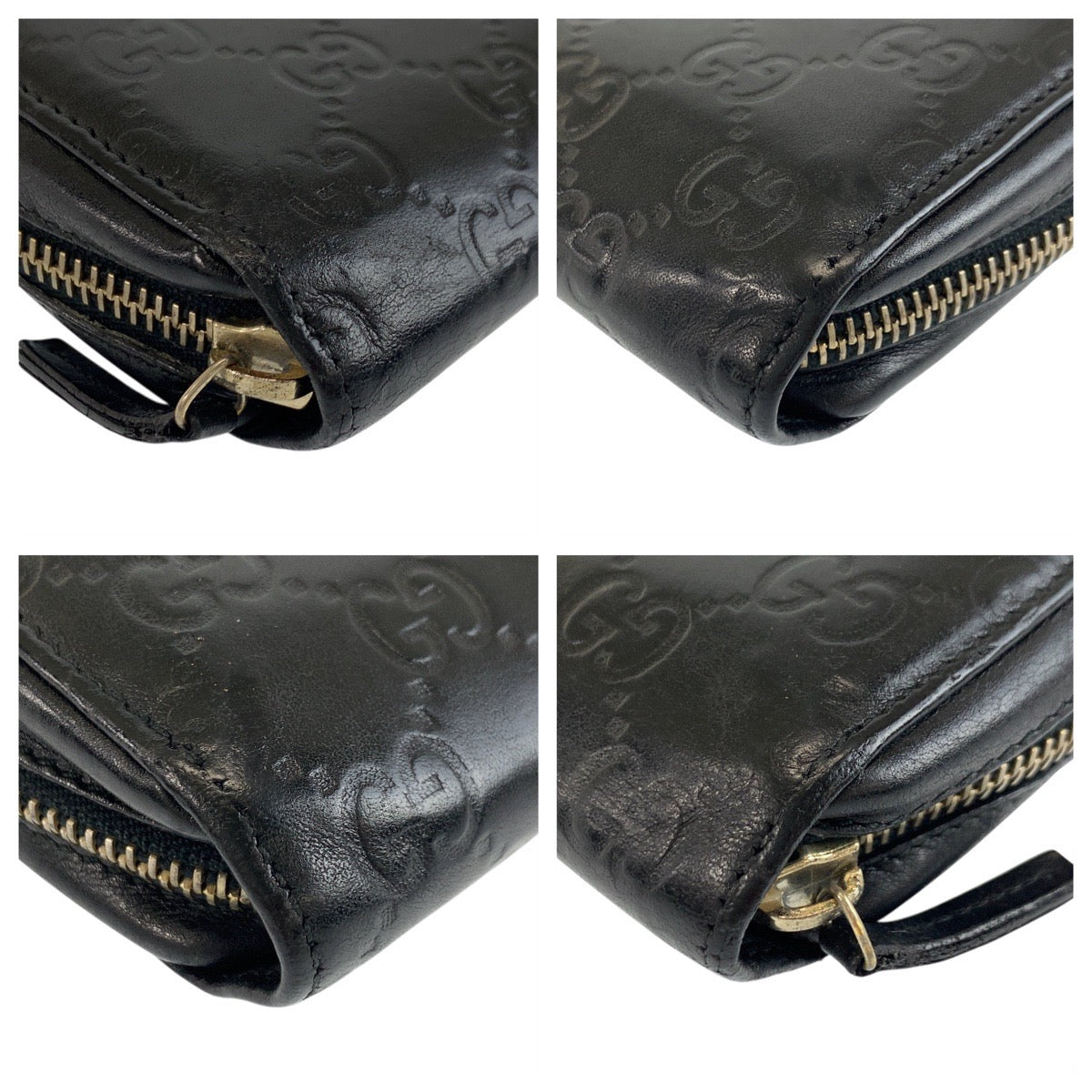 GUCCI Long Wallet Purse 245915 leather black Guccisima