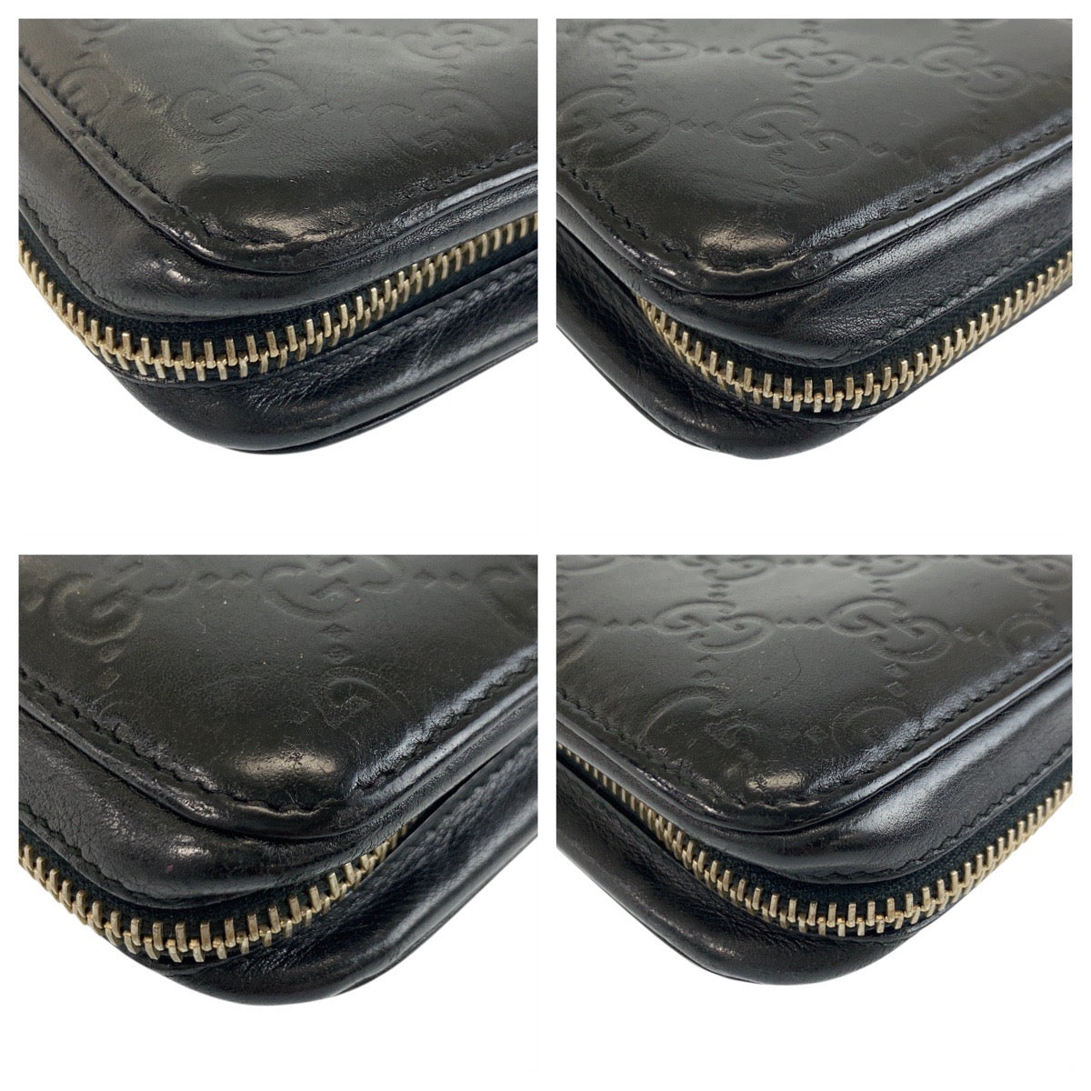 GUCCI Long Wallet Purse 245915 leather black Guccisima
