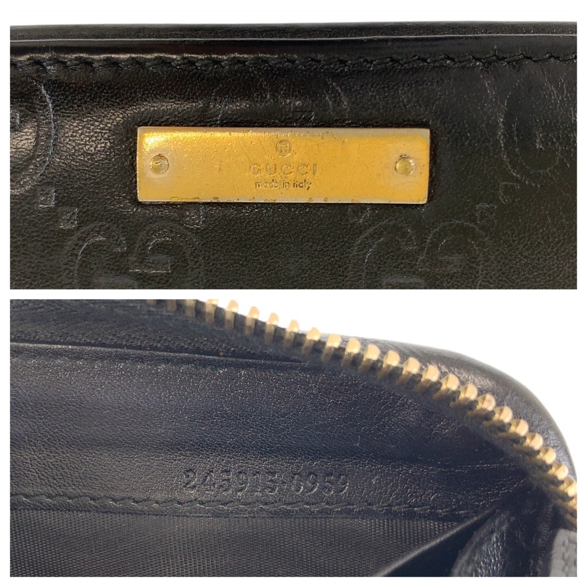GUCCI Long Wallet Purse 245915 leather black Guccisima