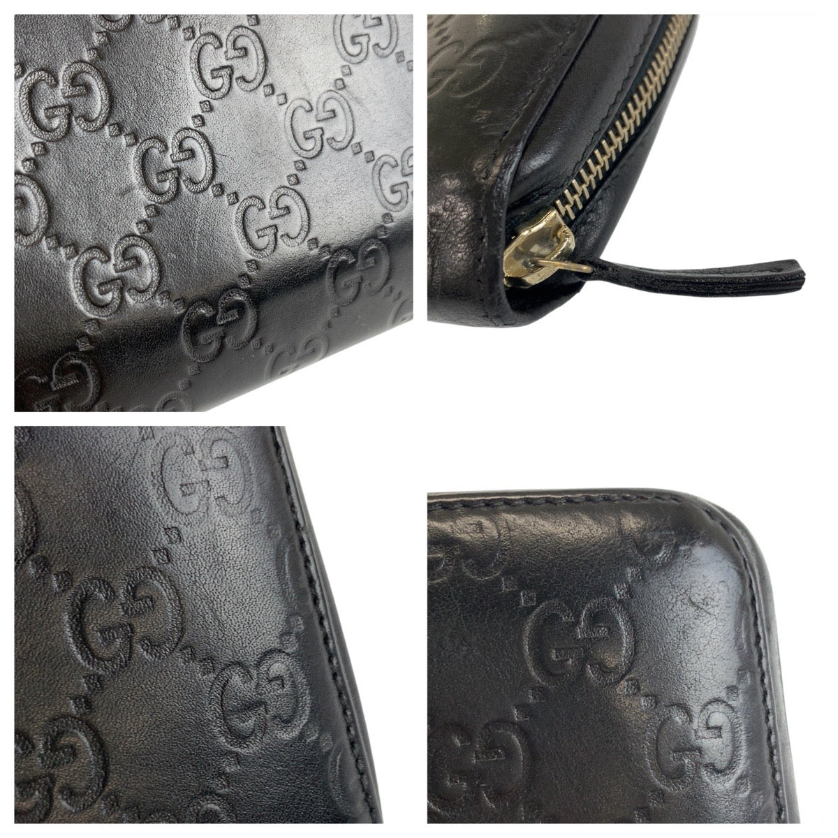 GUCCI Long Wallet Purse 245915 leather black Guccisima