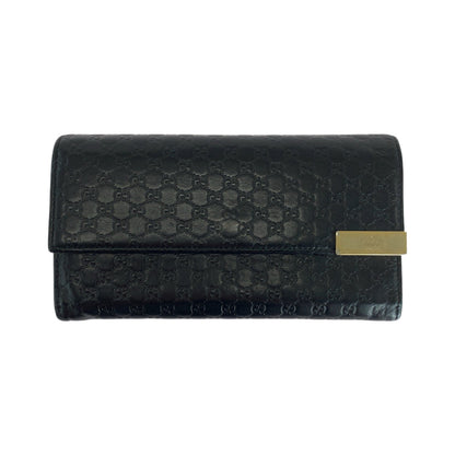 GUCCI Long Wallet Purse 291099 leather Black GoldMetal Long Wallet Purse Guccisima mens Used Authentic