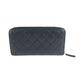 CHANEL Long Wallet Purse lambskin Black Silver Metal Long Wallet Purse Zip Around Matrasse COCO Mark Women Used Authentic