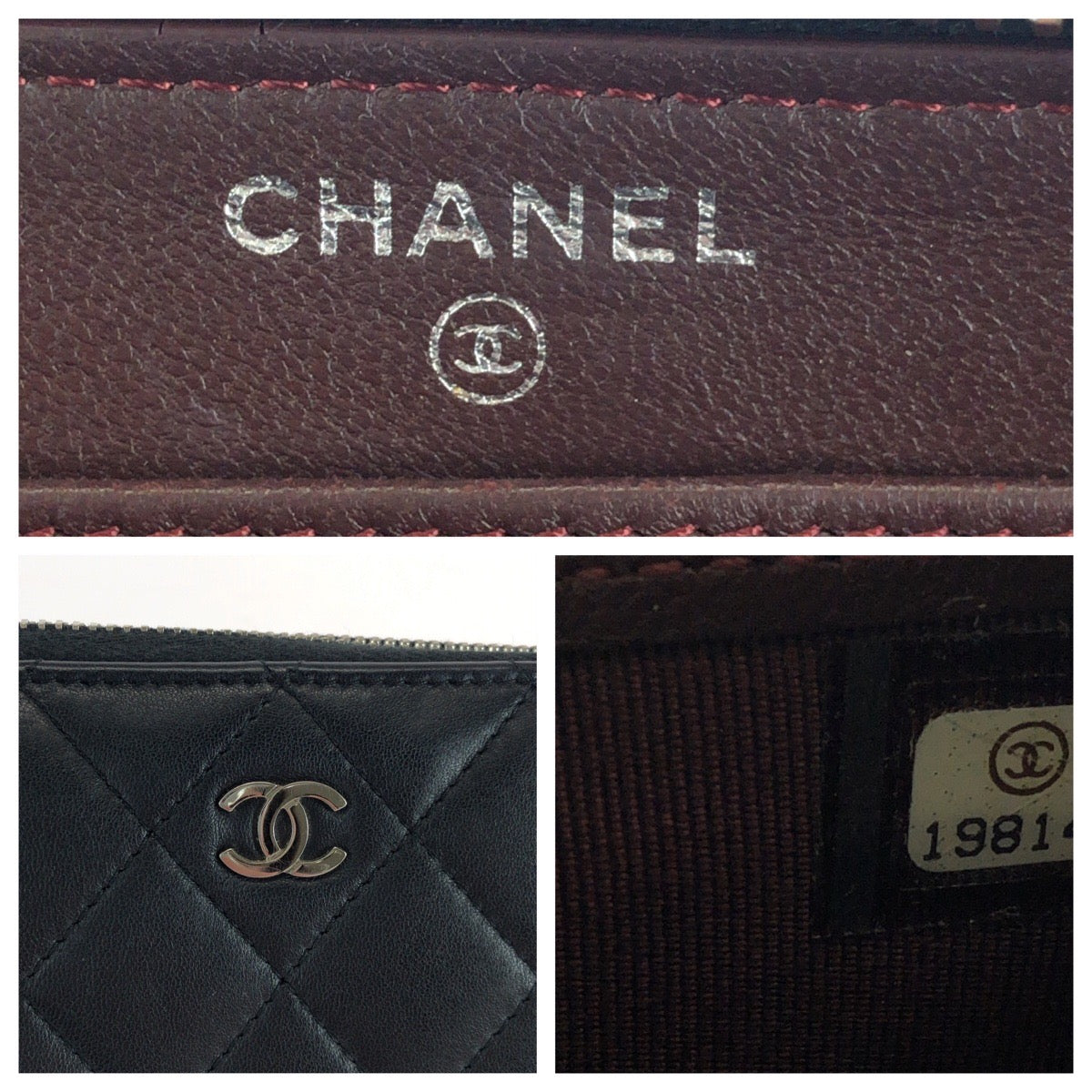 CHANEL Long Wallet Purse lambskin Black Silver Metal Long Wallet Purse Zip Around Matrasse COCO Mark Women Used Authentic