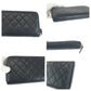 CHANEL Long Wallet Purse lambskin Black Silver Metal Long Wallet Purse Zip Around Matrasse COCO Mark Women Used Authentic
