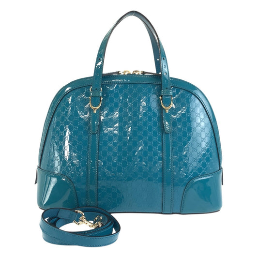 GUCCI Handbag 309617 enamel Green GoldMetal Handbag Shoulder Bag 2way Micro Guccisima Women Used Authentic