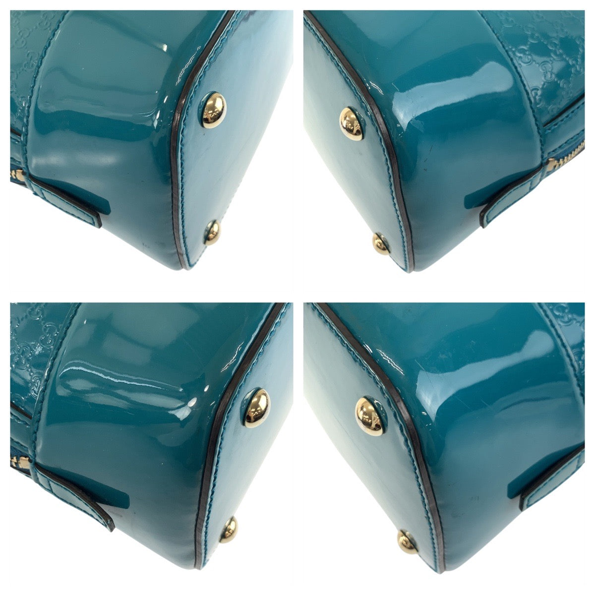 GUCCI Handbag 309617 enamel Green GoldMetal Handbag Shoulder Bag 2way Micro Guccisima Women Used Authentic