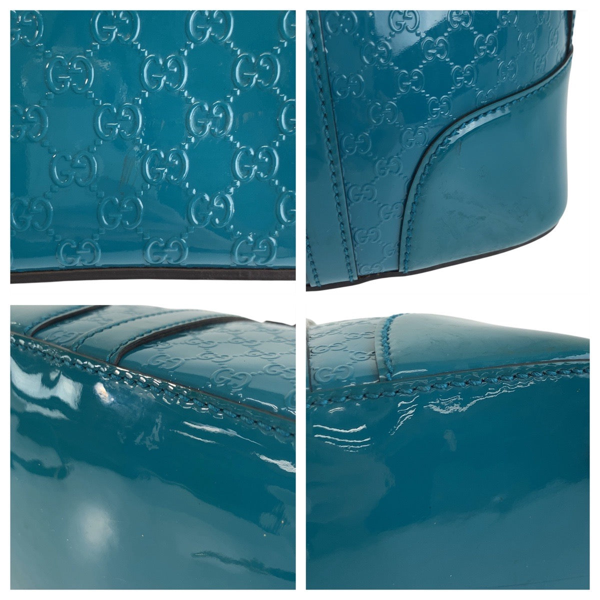 GUCCI Handbag 309617 enamel Green GoldMetal Handbag Shoulder Bag 2way Micro Guccisima Women Used Authentic