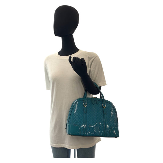 GUCCI Handbag 309617 enamel Green GoldMetal Handbag Shoulder Bag 2way Micro Guccisima Women Used Authentic