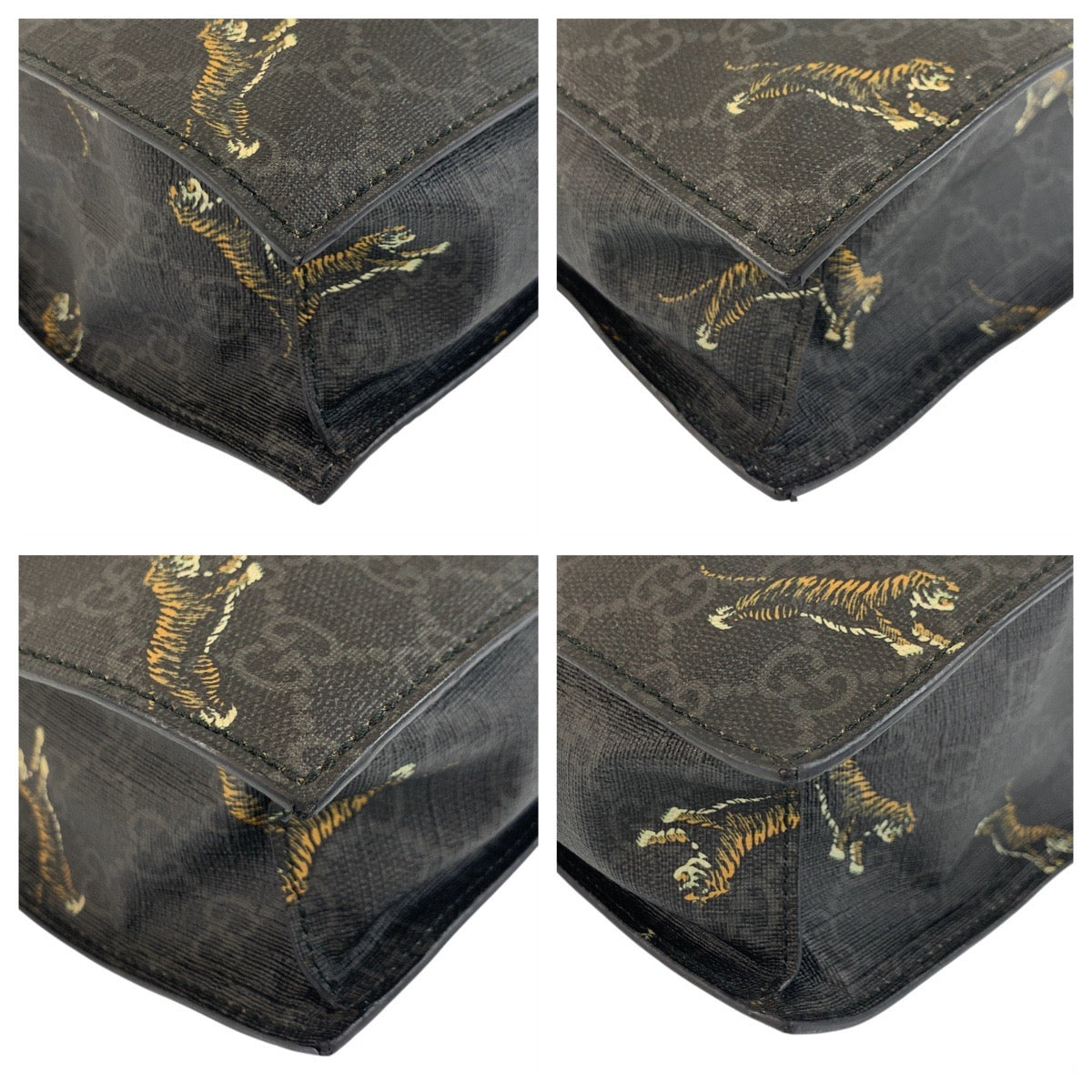 GUCCI Tote Bag 495559 GG Supreme canvas, leather Black SilverMetal Tote Bag Shoulder Bag 2way Sherry Line Tiger mens Used Authentic