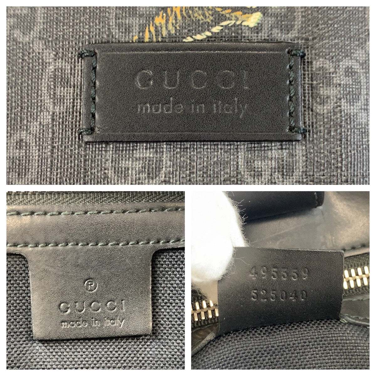 GUCCI Tote Bag 495559 GG Supreme canvas, leather Black SilverMetal Tote Bag Shoulder Bag 2way Sherry Line Tiger mens Used Authentic
