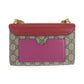 GUCCI Shoulder Bag 409487 GG Supreme Canvas Red Pink Brown Gold Metal ChainShoulder Bag Pochette Ready lock Women Used Authentic