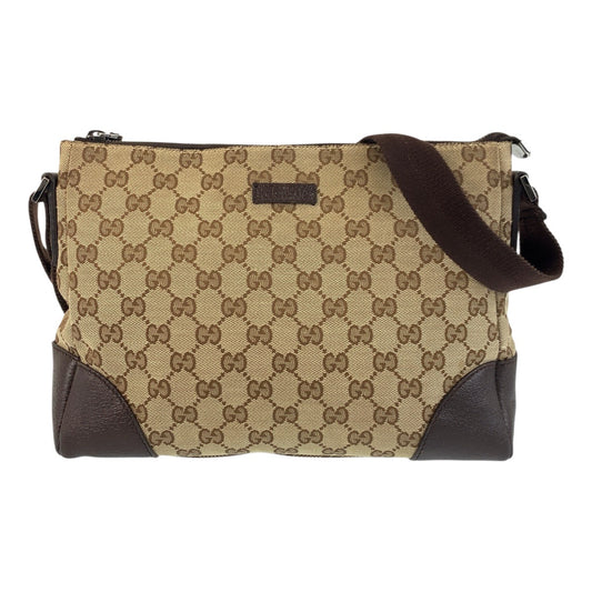GUCCI Shoulder Bag 114273 GG canvas Beige brown Shoulder Bag Messenger bag Women Used Authentic