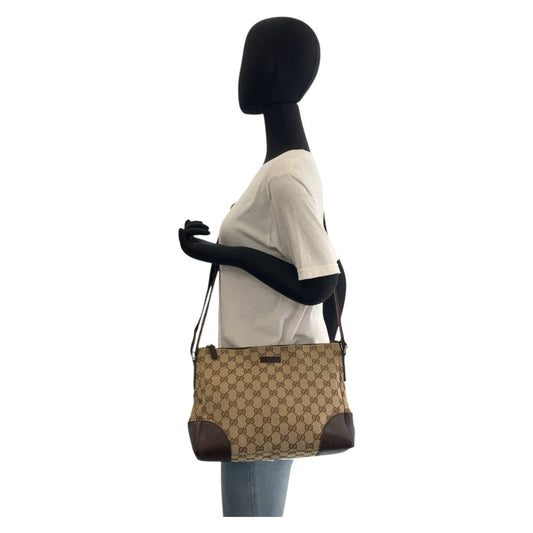 GUCCI Shoulder Bag 114273 GG canvas Beige brown Shoulder Bag Messenger bag Women Used Authentic