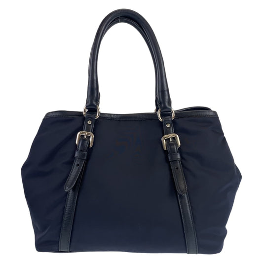 PRADA Tote Bag Nylon, Leather Navy Handbag Tote Bag Test Women Used Authentic