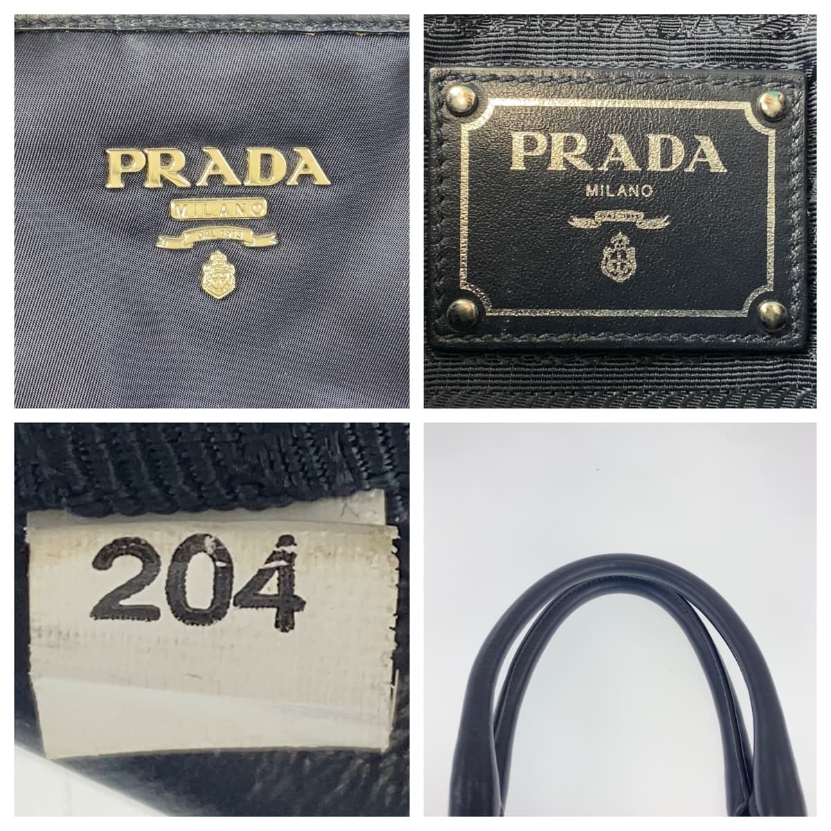PRADA Tote Bag Nylon, Leather Navy Handbag Tote Bag Test Women Used Authentic