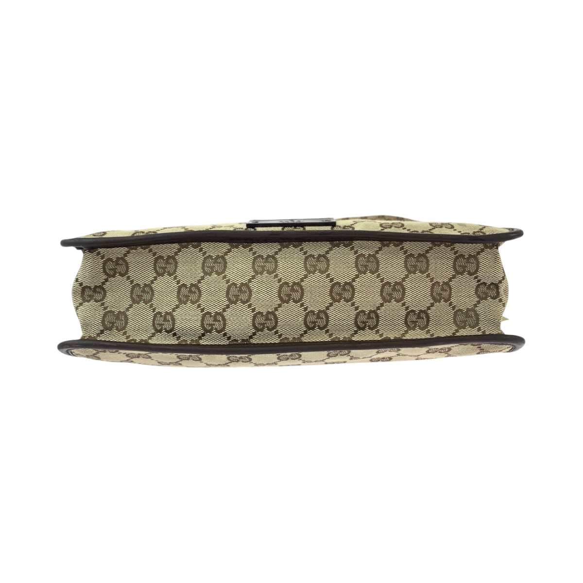 GUCCI Shoulder Bag 91762 GG canvas Beige Brown Gold Metal Shoulder Bag pochette Plate charm Women Used Authentic