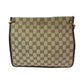 GUCCI Shoulder Bag 91762 GG canvas Beige Brown Gold Metal Shoulder Bag pochette Plate charm Women Used Authentic