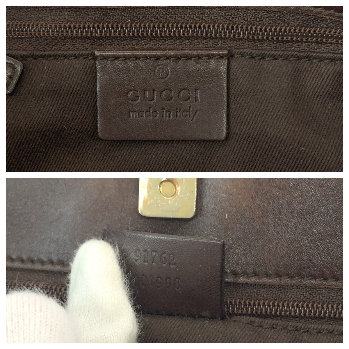 GUCCI Shoulder Bag 91762 GG canvas Beige Brown Gold Metal Shoulder Bag pochette Plate charm Women Used Authentic