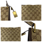GUCCI Shoulder Bag 91762 GG canvas Beige Brown Gold Metal Shoulder Bag pochette Plate charm Women Used Authentic